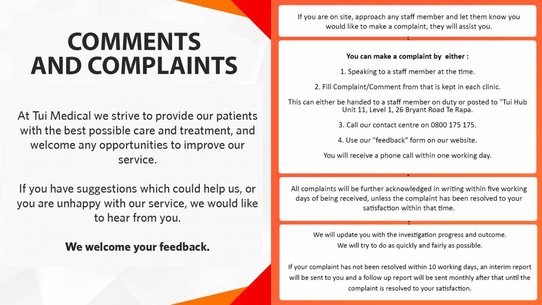 Comments and complaints poster