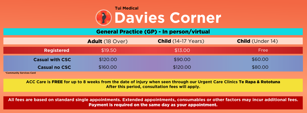 Davies Corner fees