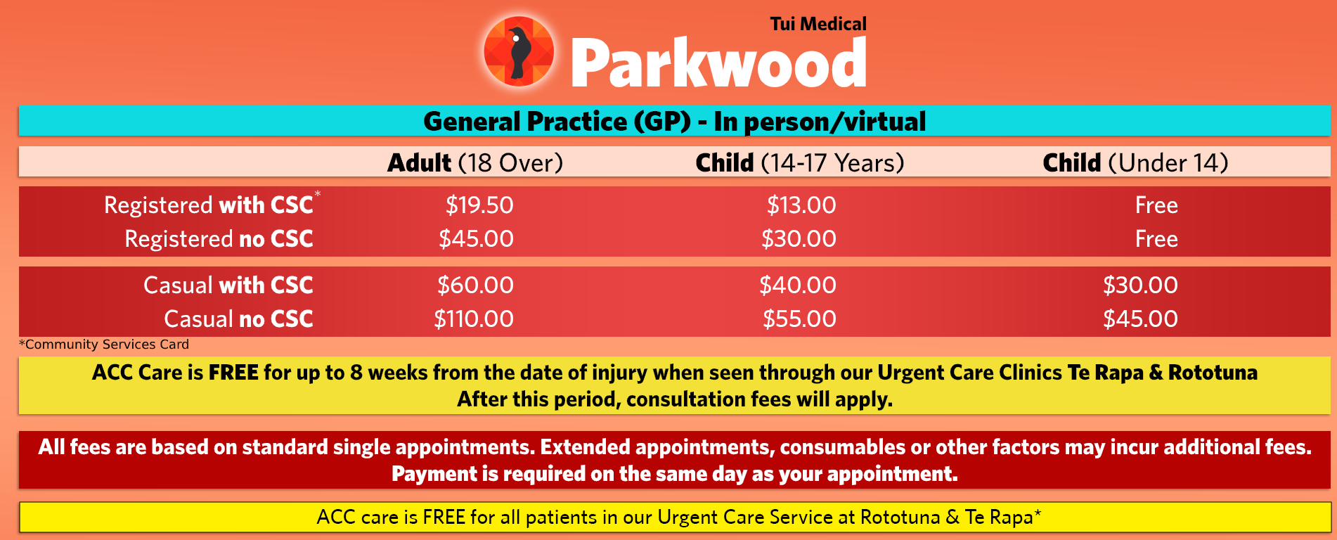 Parkwood fees