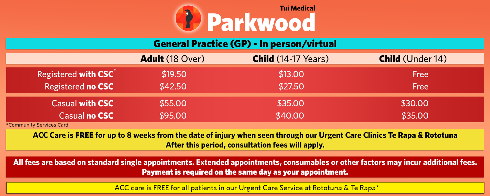 Parkwood fees